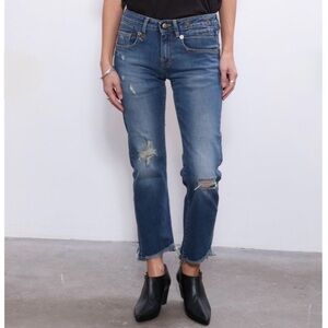 R13 Straight Boy Denim in Baylis w/ Rips